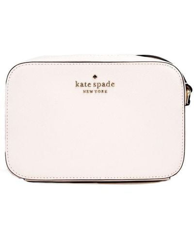 Kate Spade Staci Mini Light Rose Saffiano Leather Camera Bag Crossbody Handbag - White