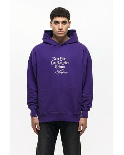 Good For Nothing Cotton Blend City Graphic Print Hoodie - Purple
