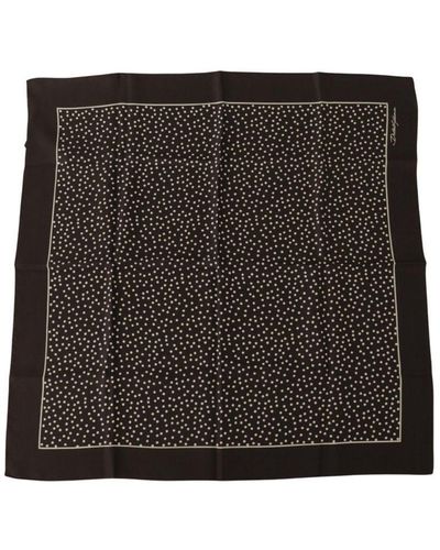 Dolce & Gabbana Brown Polka Dot Square Handkerchief Scarf Silk - Black