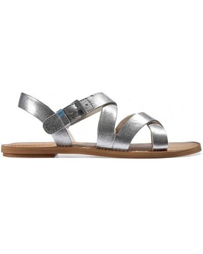 TOMS Sicily Silver Sandals Leather - White