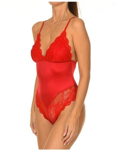 Guess Strappy Bodysuit With Lace - Orange