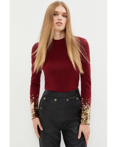 Coast Funnel Neck Knitted Jumper - Red