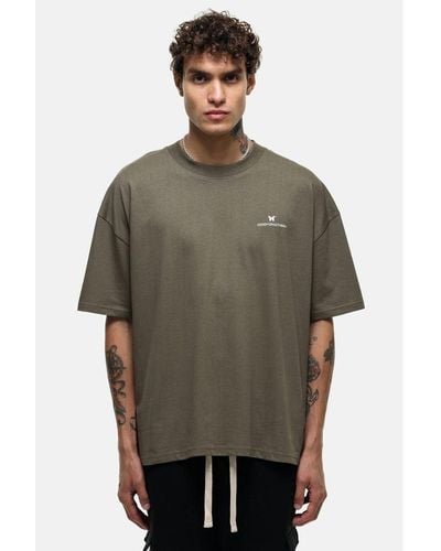 Good For Nothing Oversized Cotton Printed Short Sleeve T-Shirt - Green