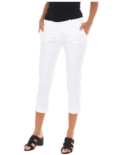 Met Elastic Fabric Pirate Trousers 70dbf0508-o025 Woman Cotton - White