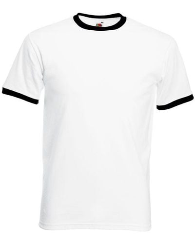 Fruit Of The Loom Ringer Short Sleeve T-Shirt (/) Cotton - White