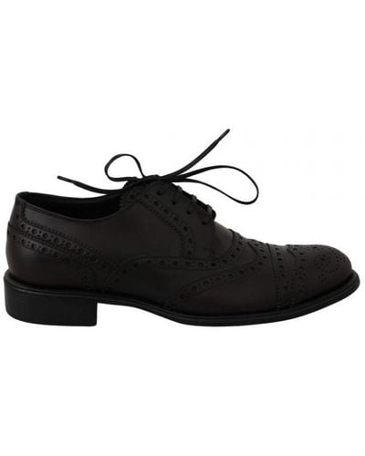 Dolce & Gabbana Leather Wingtip Oxford Dress Shoes - Black