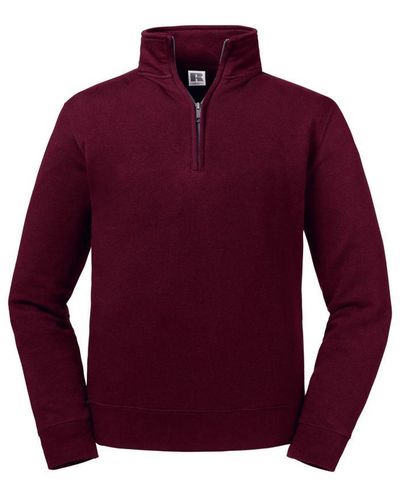 Russell Authentic Quarter Zip Sweatshirt () - Purple