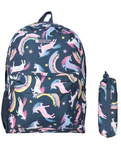 Mountain Warehouse Bookworm Unicorn And Rainbow 20l Backpack Set - Blue