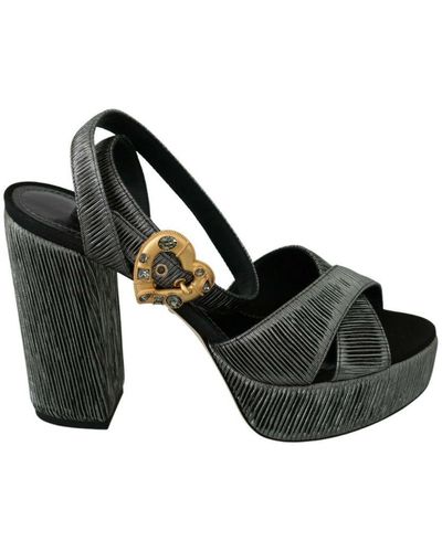 Dolce & Gabbana Vrouwen Grijs Hart Hakken Sandalen Platform Schoenen - Zwart
