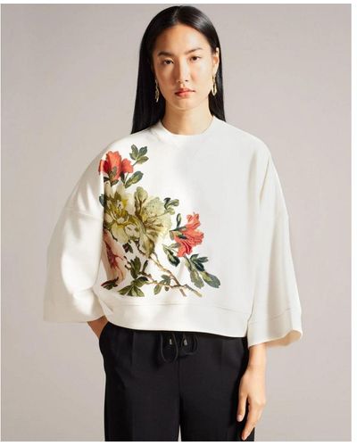 Ted Baker Laurale Sweatshirt With Embroidery - White