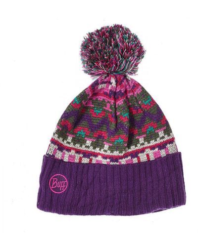 Buff Knitted Hat With Fleece Lining 99700 - Purple