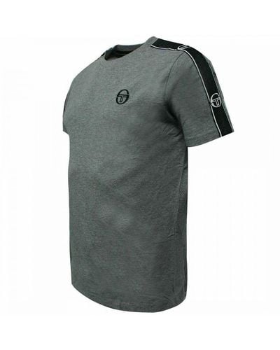 Sergio Tacchini Short Sleeve Crew Neck Feather Taped T-Shirt 38536 921 Cotton - Grey