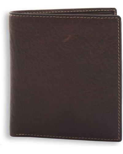 Smith & Canova Smooth Leather Bi-Fold Card Wallet - Brown