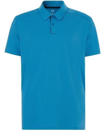 Oakley Divisional Button Up Blue Golf Polo Shirt 433690 6cs Cotton
