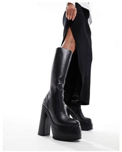 ASOS Captivate Extreme Platform Knee Boots - Black