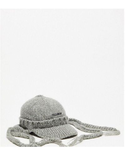 Collusion Knitted Cap With Tassels - White