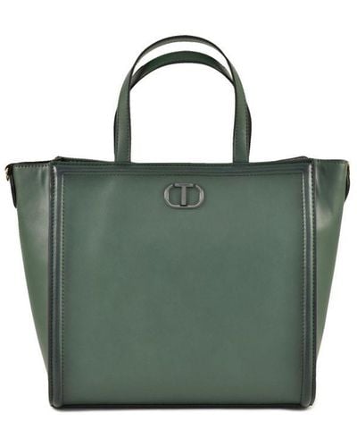 Twin Set Plain Handbag With Shoulder Strap - Green