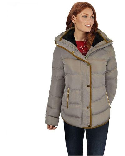Where's That From 'Wrenly' Quilted Hooded Winter Coat With Full Sleeves - Brown