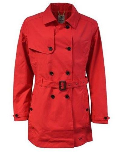 Timberland Rudston Watreproof Double Breasted Trench Coat 4928j 930 R7b Textile - Red