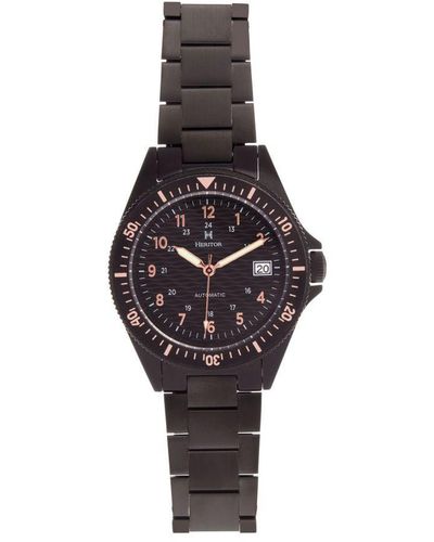 Heritor Calder Stainless Steel Watch - Black