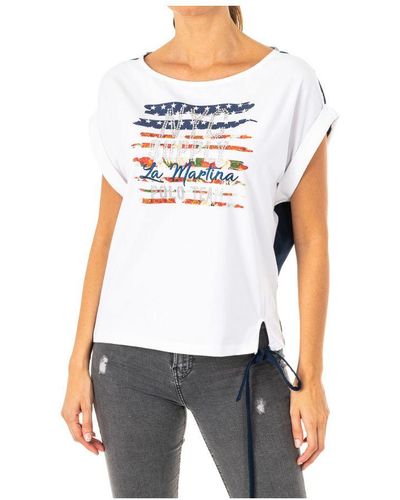 La Martina S Short Sleeve T-shirt Lwr308 Cotton - White
