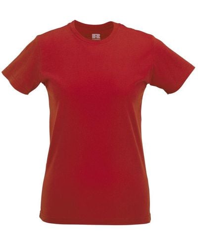 Russell Ladies/ Slim Short Sleeve T-Shirt (Classic) Cotton - Red