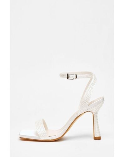 Quiz Bridal Pearl Heeled Sandals - White