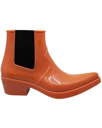 Calvin Klein Carol Rubber Orange Wellington Boots - Brown