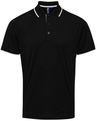PREMIER Contrast Coolchecker Polo Shirt (zwart/wit)
