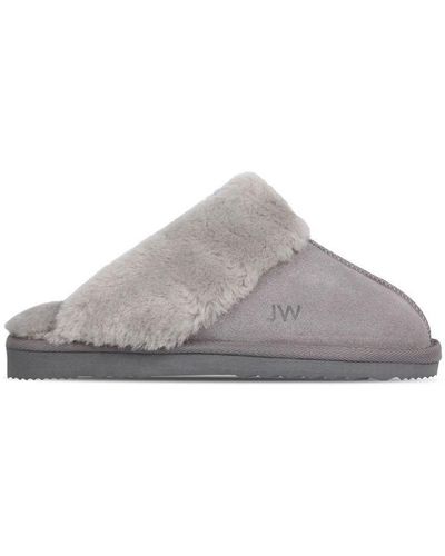 Jack Wills Mule Slippers Leather - Grey