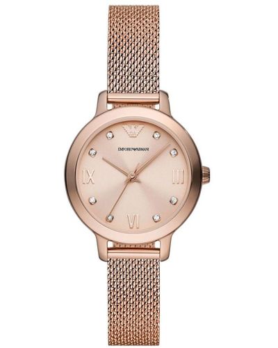 Emporio Armani Cleo Rose Gold Watch Ar11512 Stainless Steel - Pink