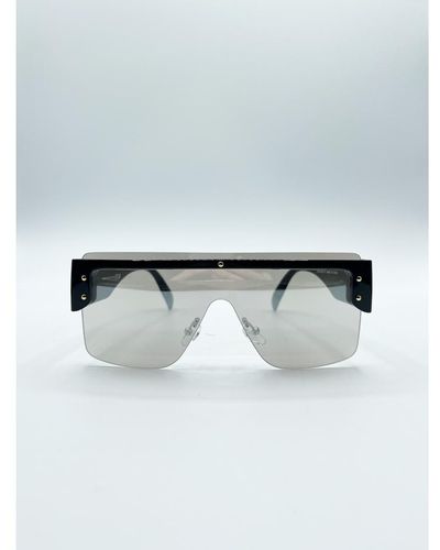 SVNX Oversized Flat Top Sunglasses With Mirrored Lens - White
