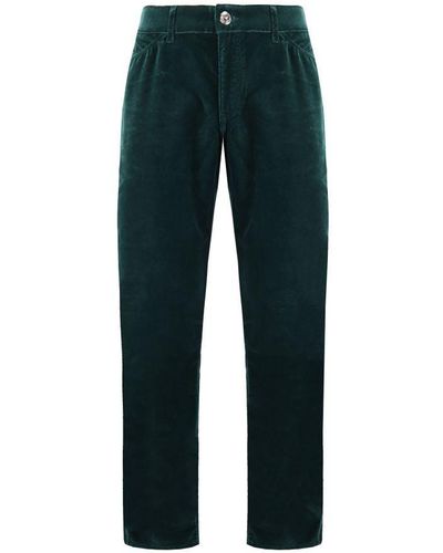 Armani Emporio J18 Slim Fit Regular Waist Velvet Trousers Cotton - Blue