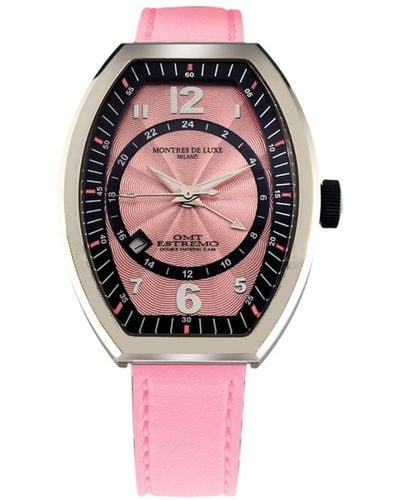 Montres De Luxe Estremo Lady Watch Leather - Pink