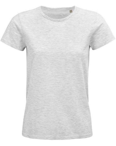 Sol's Ladies Pioneer Organic T-Shirt (Ash) - White