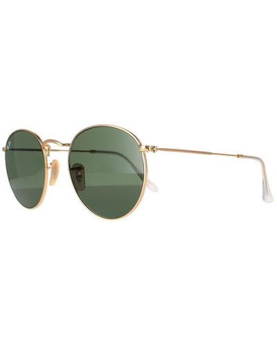 Ray-Ban Round Arista G-15 Metal Sunglasses Flat Lenses 3447N - Green