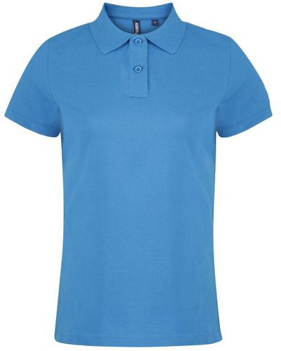 Asquith & Fox Ladies Plain Short Sleeve Polo Shirt () - Blue