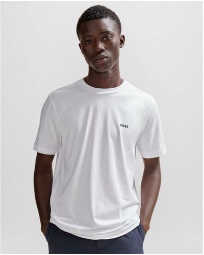 BOSS Boss Tee Stretch Cotton T-Shirt With Contrast Logo Nos - White