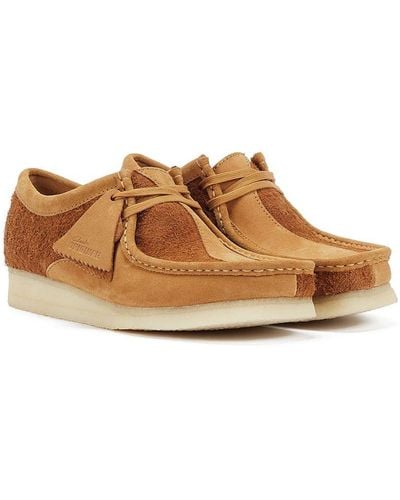 Clarks Wallabee Tan Leather Shoes - Brown