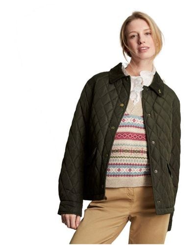 Joules Arlington Quilted Padded Country Coat - Green