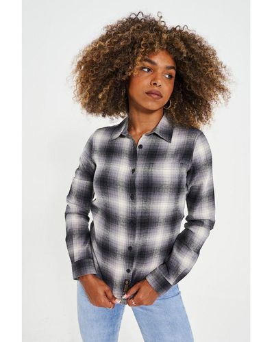 Bench 'cheviotti' Checked Flannel Shirt Cotton - Grey