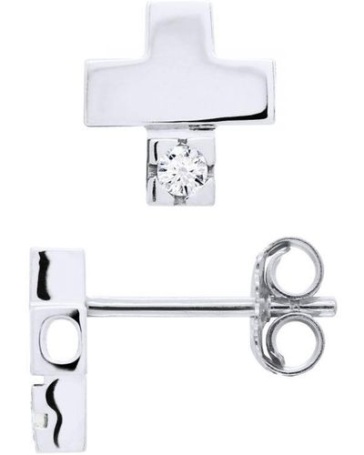 Diadema Stud Oorbellen Diamond Jewelry 0060 Cts Cross 925 - Wit