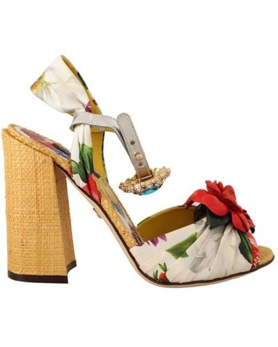 Dolce & Gabbana Multicolour Crystal Keira Sandals Silk Shoes - Metallic