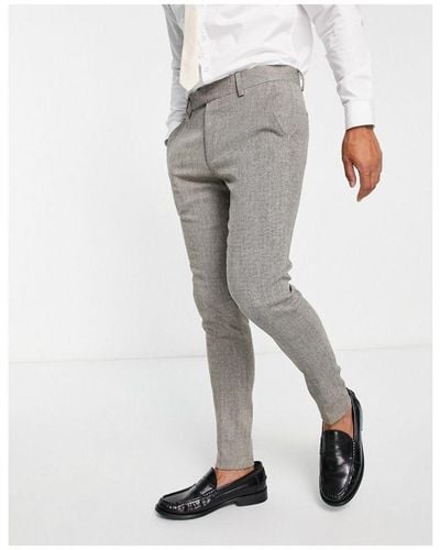 ASOS Super Skinny Wool Mix Suit Trousers - Grey