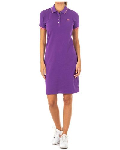 La Martina Short Sleeve Dress With Lapel Collar Kwd001 - Purple