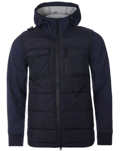 Ma Strum Softshell Down Quilted Hooded Jacket - Ink Navy - Blue