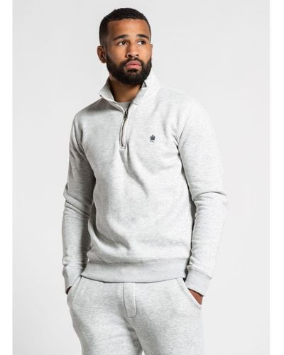 French Connection Cotton Blend 1/2 Zip Jumper - Grey