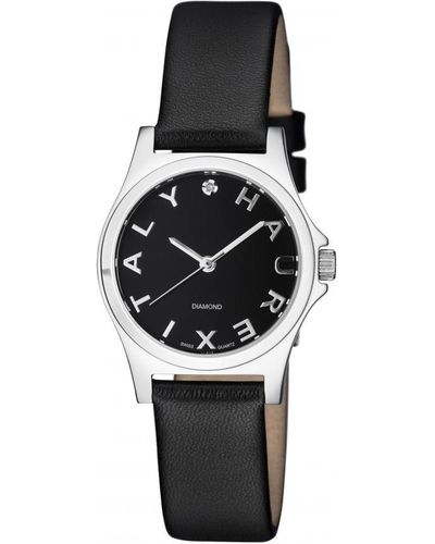 Haurex Italy 6A505Dnn Diamond-Accented Mini City Stainless Steel Three Hands Watch - Black