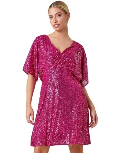 D.u.s.k Sequin Embellished Wrap Stretch Dress - Pink