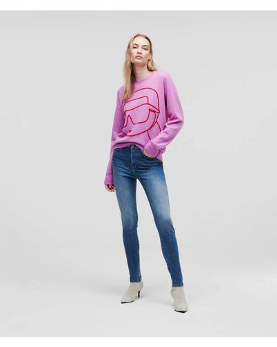 Karl Lagerfeld High Waist Skinny Denim Jeans - Pink